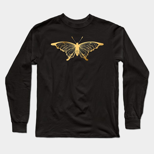 Gold butterfly Long Sleeve T-Shirt by OKUR Creative